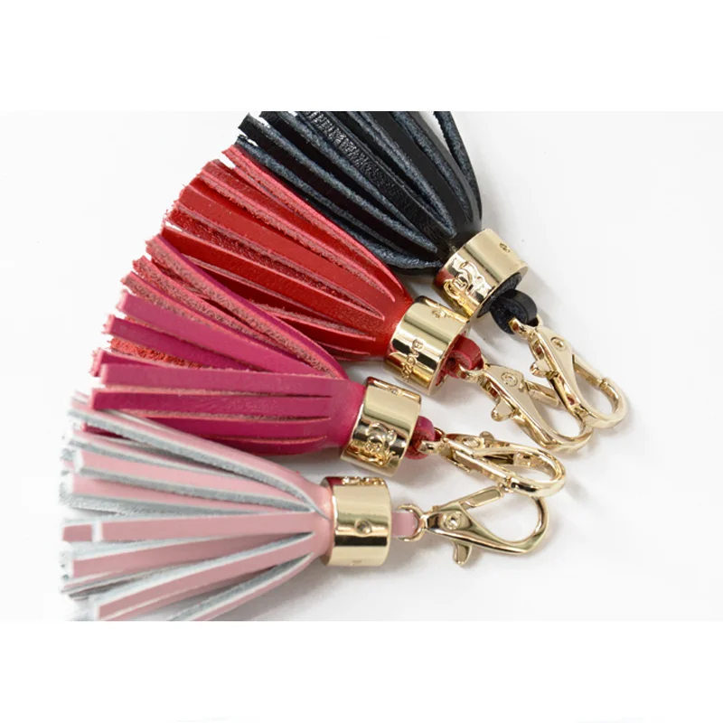 
different size leather tassel keychain 