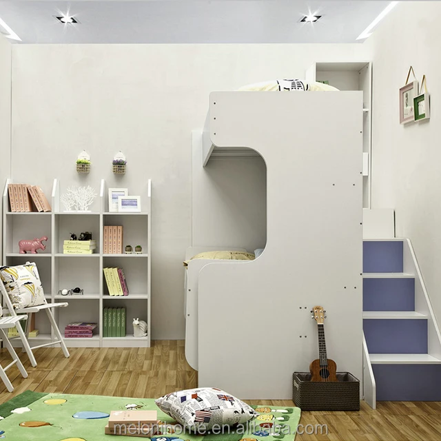 Children Bunk Folding Bed with Study Table ,Kid Bed Furniture