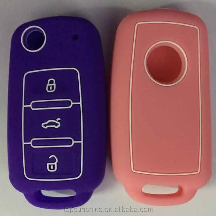 Guangzhou Auto Parts Silicone Remote Keyless Entry Accessories 3 Buttons Car Key Fobs Case Covers for VW Polo