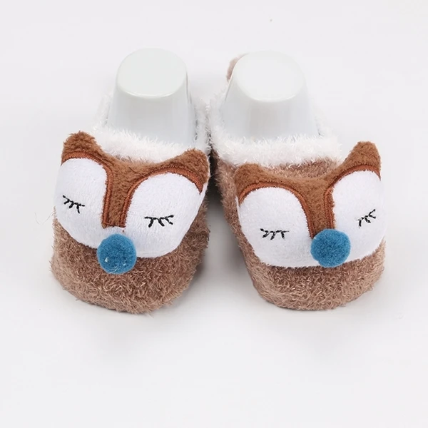 Winter thick terry baby socks with rattle feather yarn newborn baby 3D socks non slip