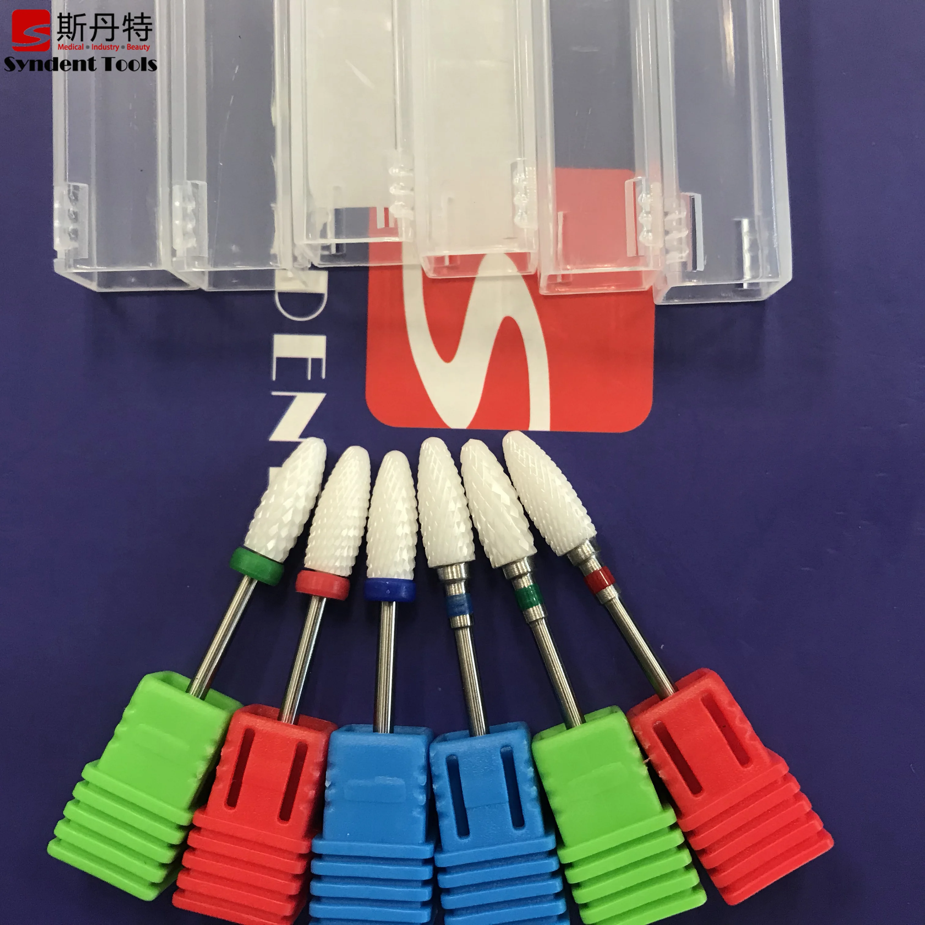 Good quality pink white ceramic acrylic nail drill bits burs dental pedicure podiatry use set kit