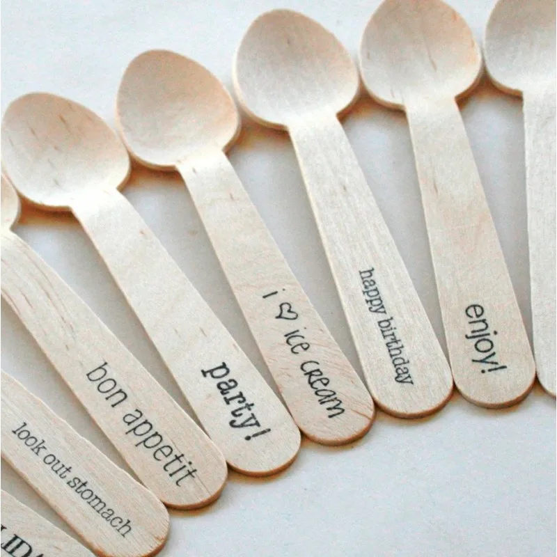 Natural disposable wooden spoon bulk cheap for ice cream Spoon