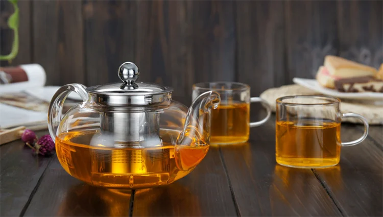 Heat Resistant Borosilicate Glass Teapot With Stainless Steel Infuser