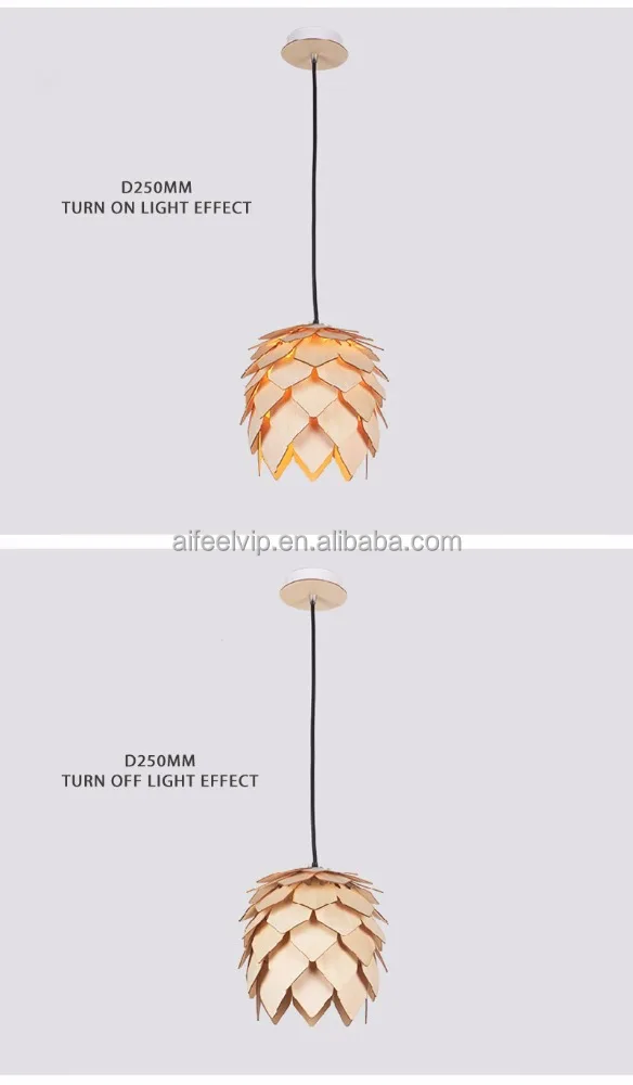 
Home decorative pine cone shape nature timber pendant light for living room or dining room 
