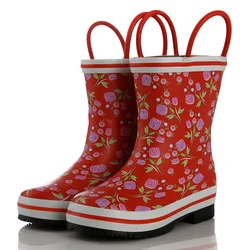 Fashion child cute customized animal pattern folding for kids rubber rain boots