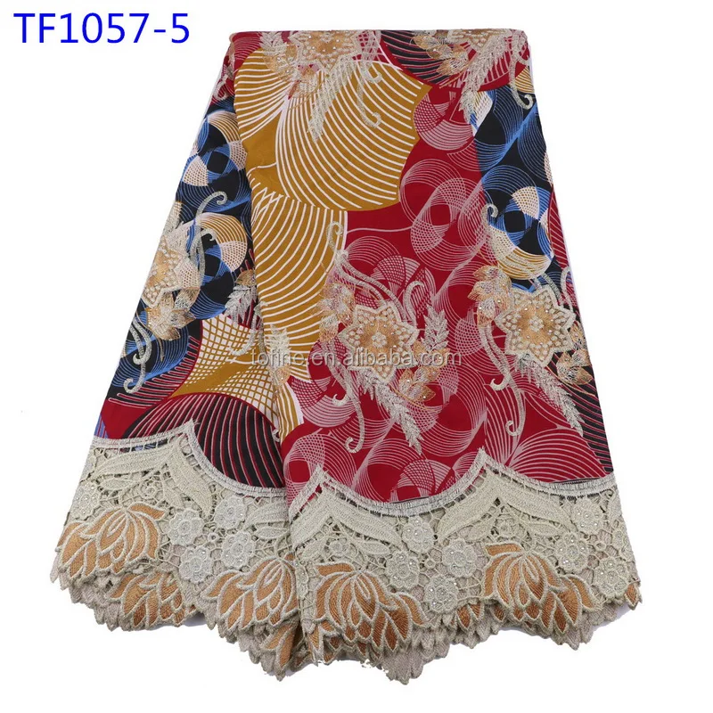 Big sale ankara wax fabric with stone embroidery cord lace fabric for making dress