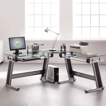 
Modern Glass L shape Computer Workstation 