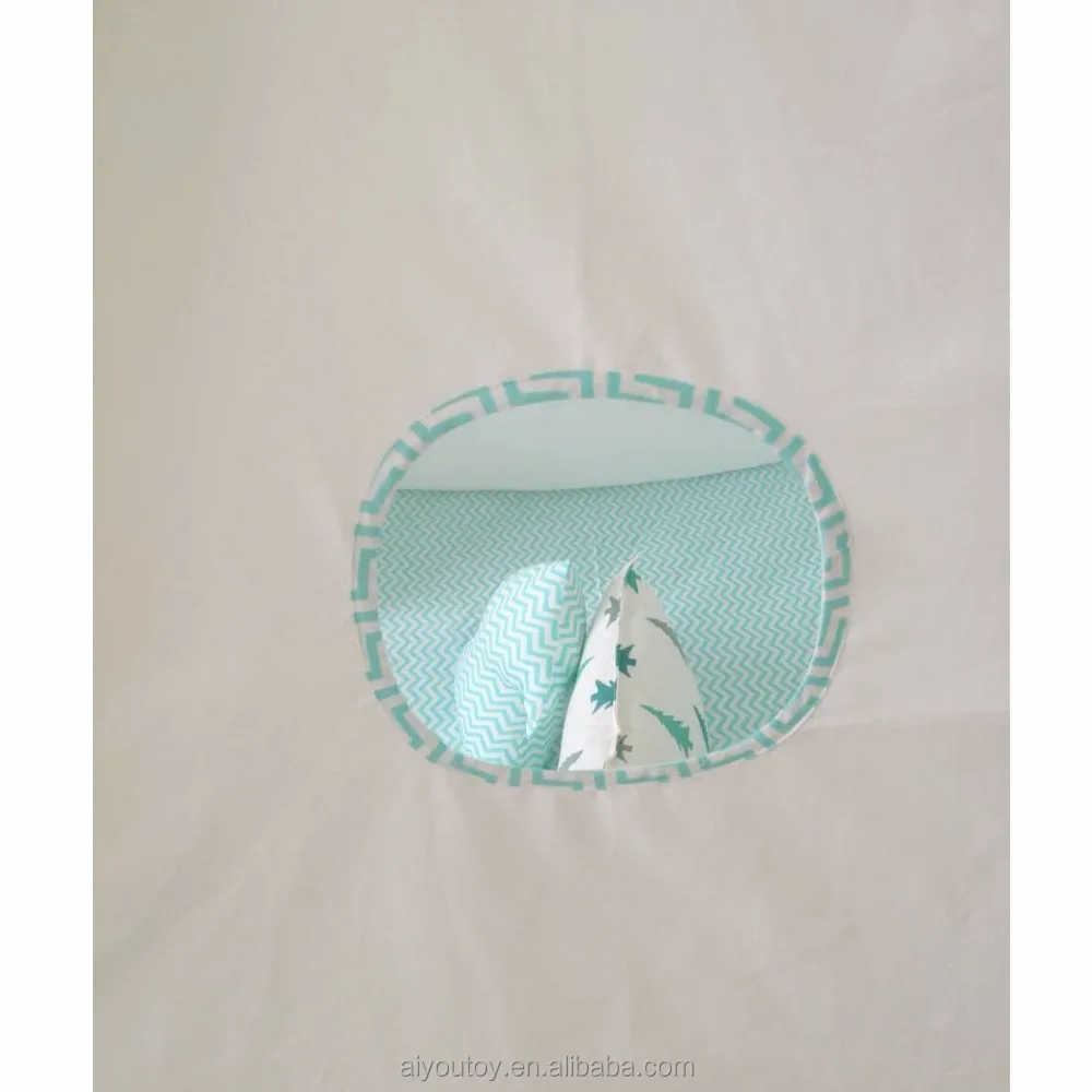 
Kids Play Tent Indian Teepee Children Playhouse four poles with green stripe 