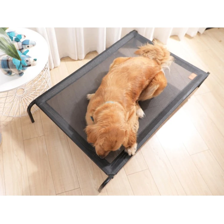 Indestructible plush pet cat metal frame elevated dog bed