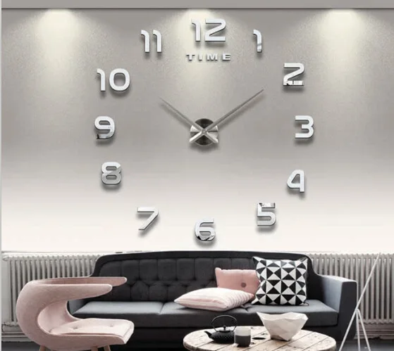 
2019 hot acrylic wall clock for home decor and promotion round plastic mirror digital clock 
