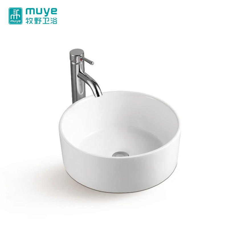 OEM Sanitary Ware Sink Hotel Round Shape Small Size Above Counter Wholesales Ceramic Art Basin