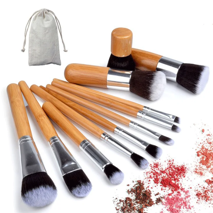 
Best Synthetic Smudge brushes Flat Brushes High quality bamboo makeup brush set 11pcs 