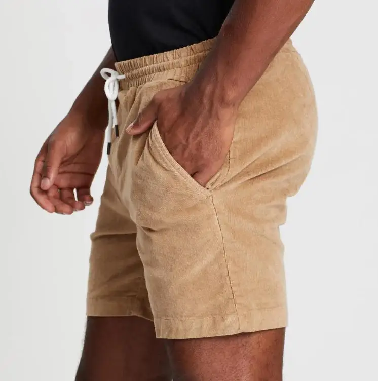 2020 Custom cotton casual running workout Design Summer Drawstring Corduroy gym beach shorts for Men