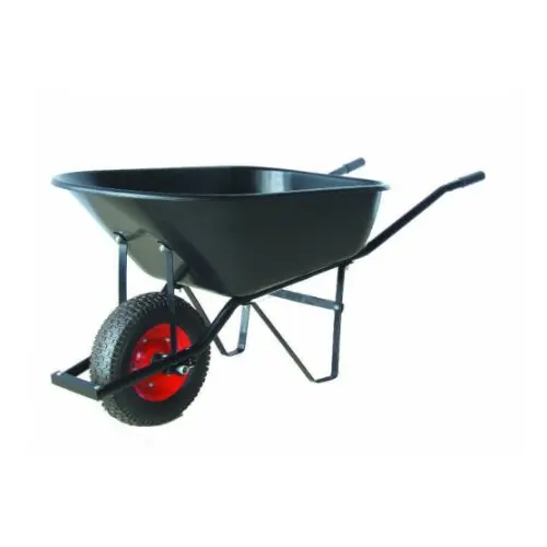 Heavy duty garden wheel barrow with metal tray
