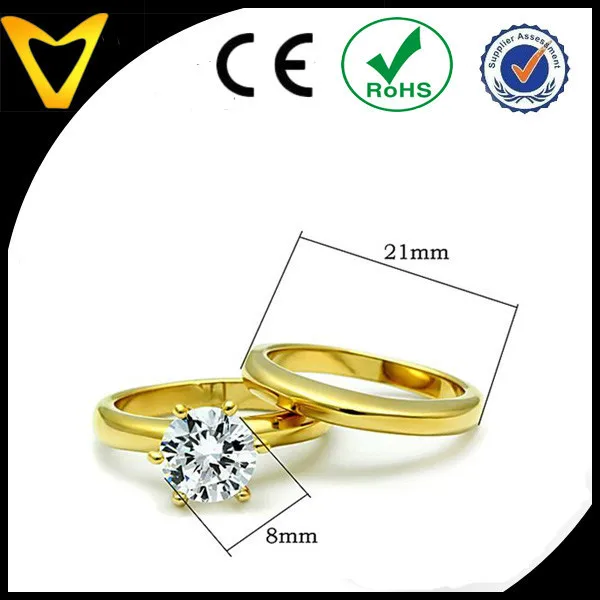 Wedding Ring Factory His & Hers 3 PCS Classic Round Cut Gold Stainless Steel moissanite circular 3.0ct engagement diamond ring