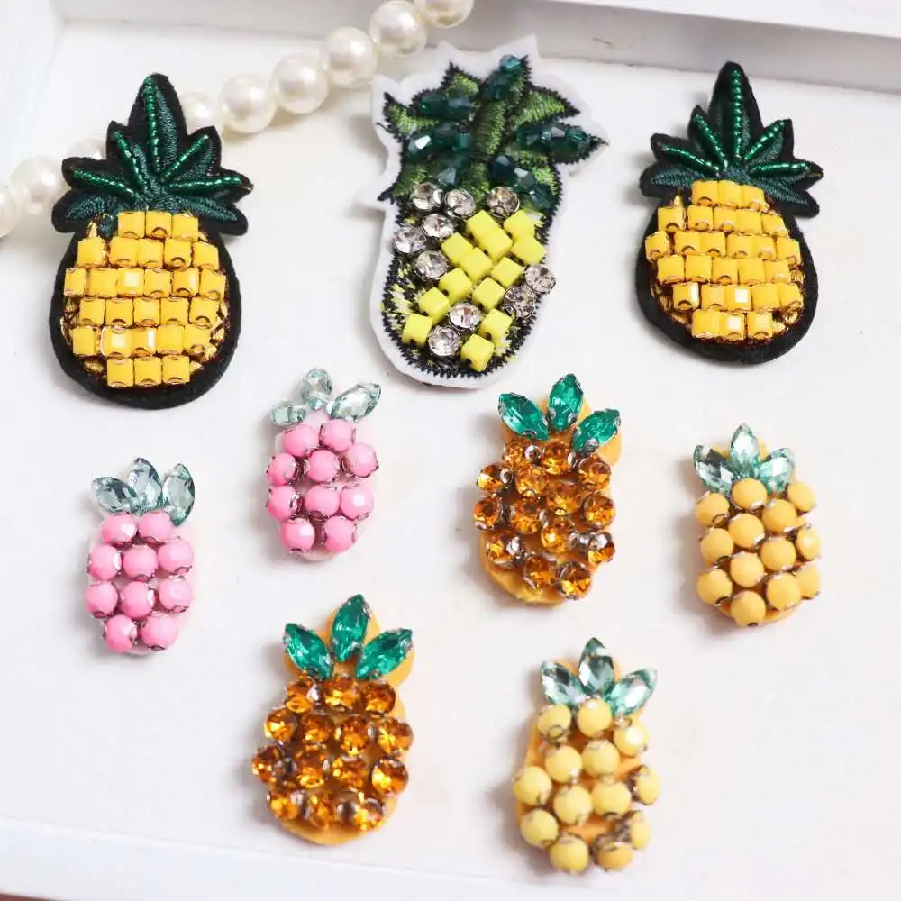 SHANGJIN FASHION Wholesale Different design Hand-Beaded Iron on Fruit patch for garments and shoes