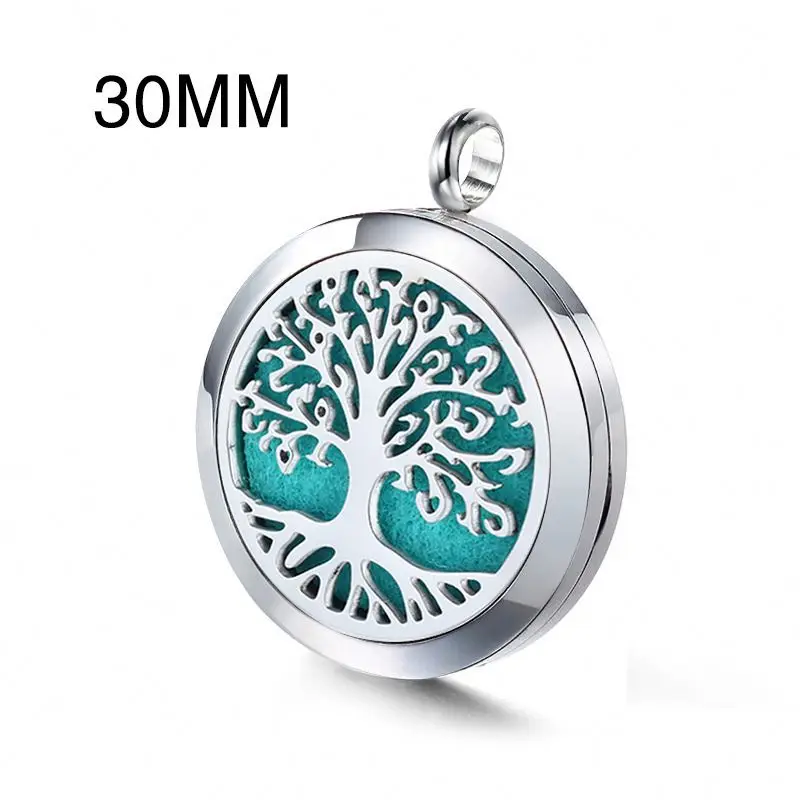 Tree Of Life Titanium Stainless Steel 316L Jewelry Gold Plated Necklace Locket Women Aroma Essential Oil Diffuser Necklace