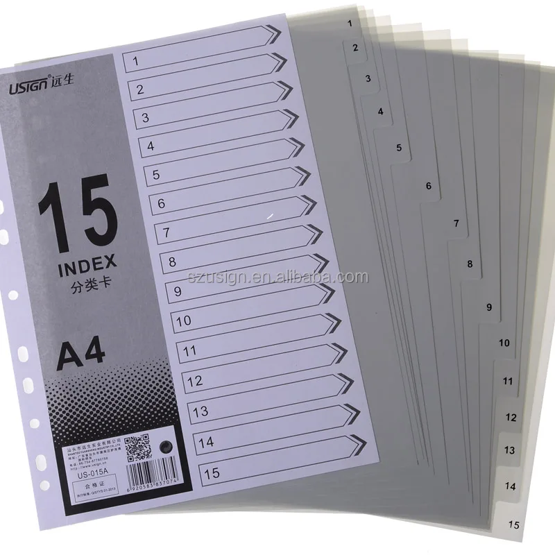 
US-015A Plastic Office Index Dividers with 15 pages 
