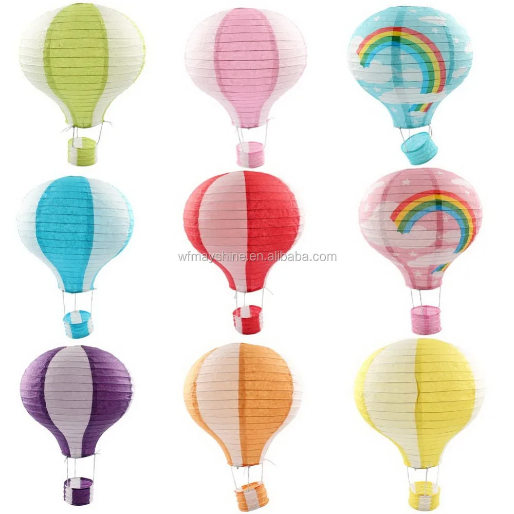 Party Supply Colored Rainbow hot air balloon paper lantern