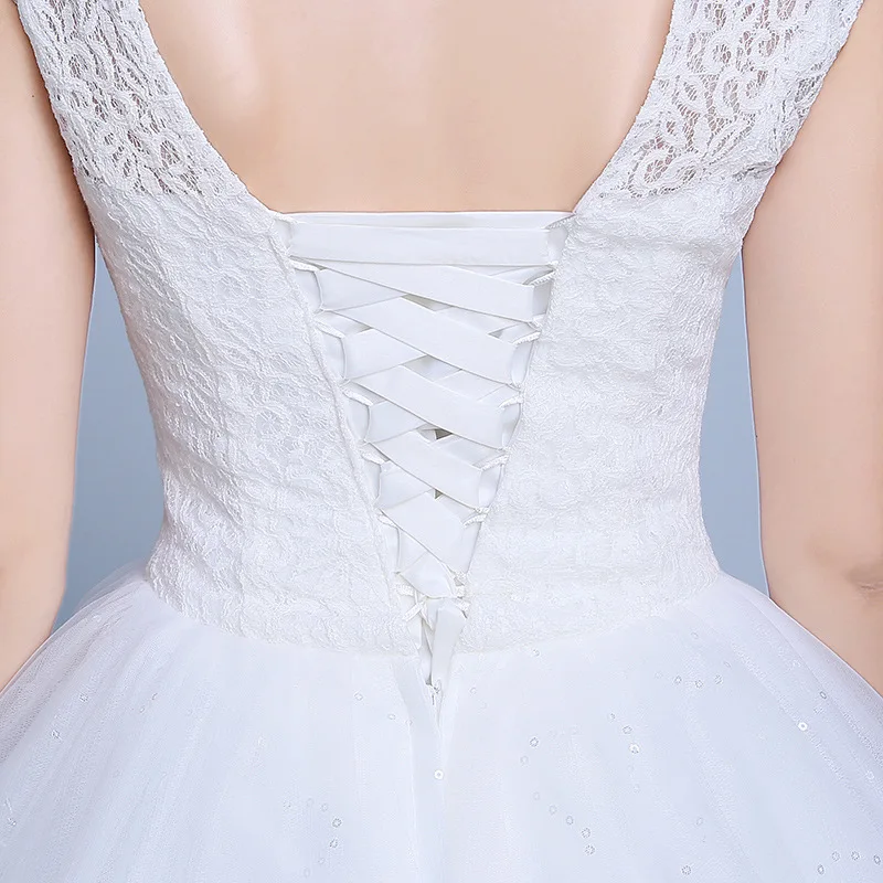 2018 Princess Elegant Cap Sleeve White Lace up Back Floor Length Wedding Gowns