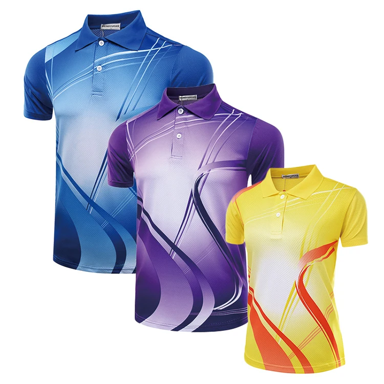 
customized logo desgin table tennis t shirt sports wear men women full sublimated badminton t shirts 
