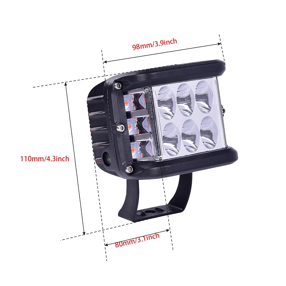 Светодиодный рабочий мини-фонарь 3 дюйма двухцветный внедорожник красный синий янтарный квадратный автомобиль 36 Вт светодиодный стробоскоп