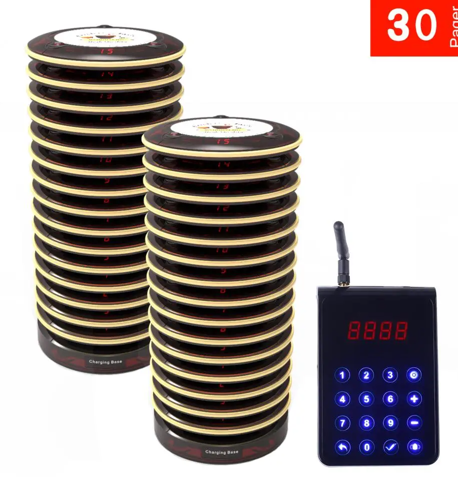 BYHUBYENG Alphanumeric Paging System 1 Pcs Keypad And 30 Pcs Pager FM Technology Factory Outlet 3000m Long Range Pager System