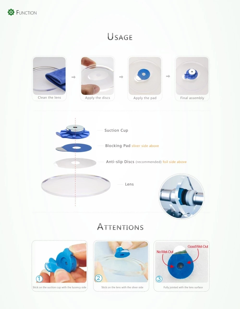 High Quality eyeglasses Lens blocking pads light blue Lens manufacture accessories 18*29mm