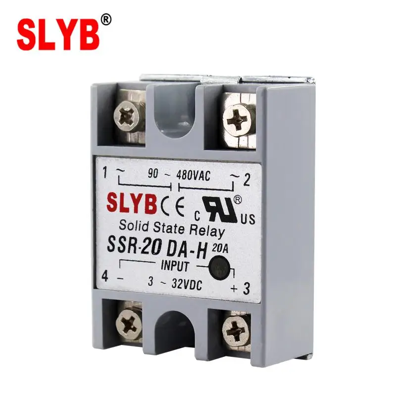 Однофазное твердотельное реле типа Fotek SSR 20DA-H 3-32VDC вход к 90-480VAC выход от завода Zhejiang