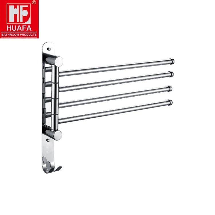 
304 Stainless Steel Bathroom 4 Rods Rotating Towel Rack 