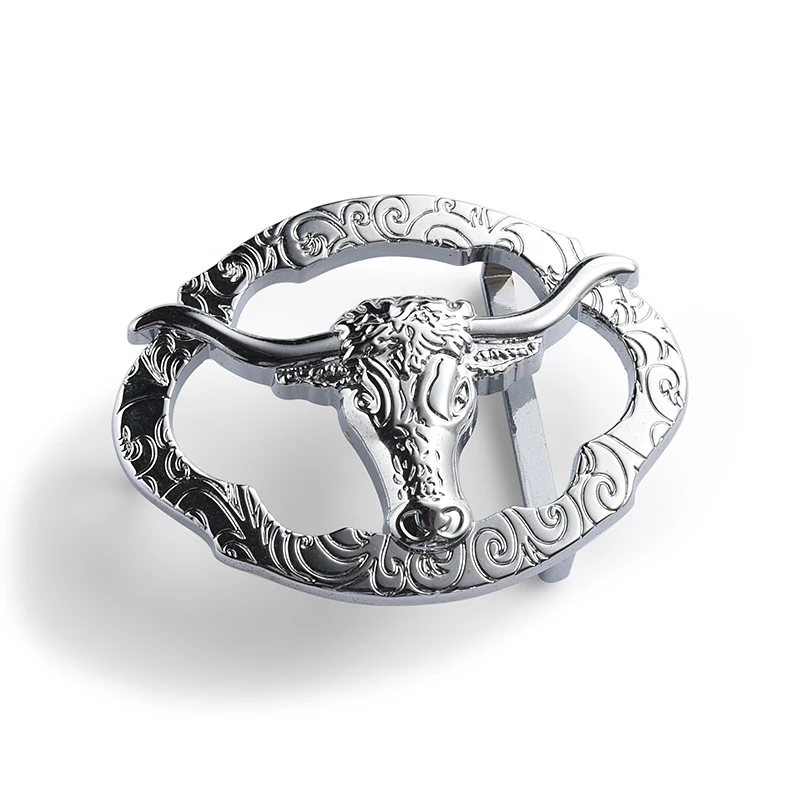 Bull hollow custom antique metal belt buckle