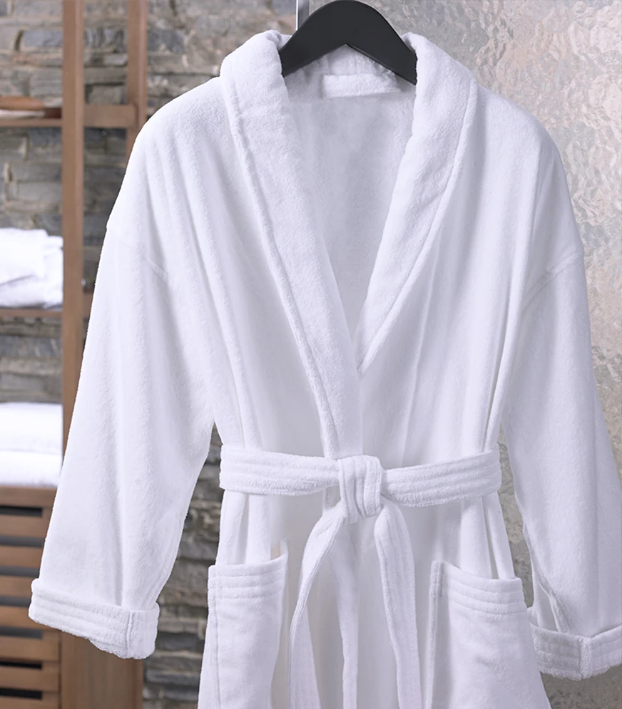 In stock hotel custom adult man and women terry velvet waffle cotton luxury bathrobe