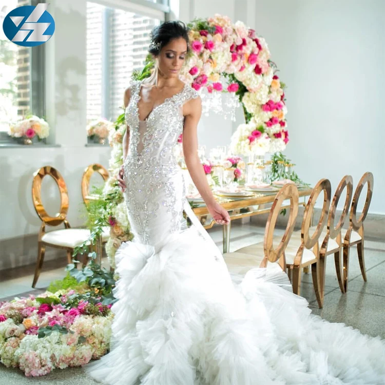 Ring back Gold Luxury stainless steel wedding chairs banquet chair