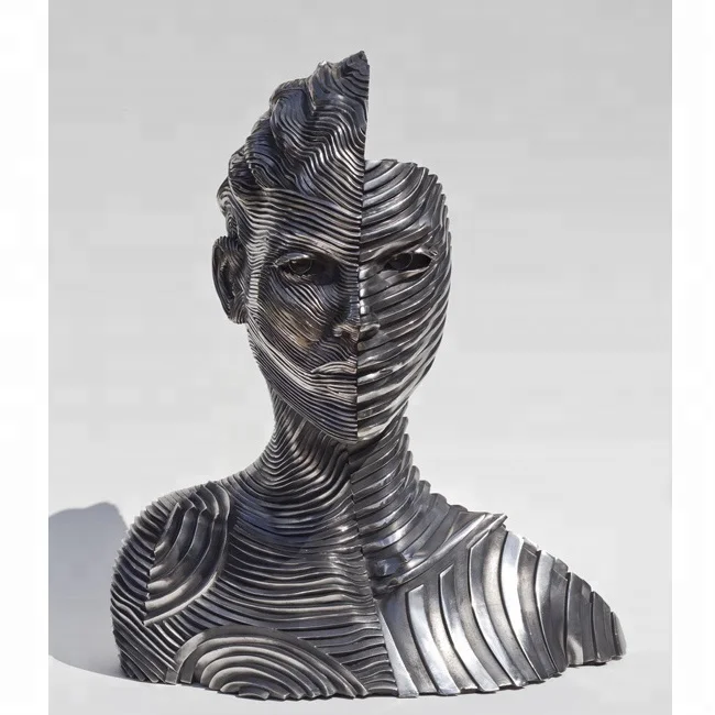 public art urban abstract metal stainless steel human face sculpture for sale