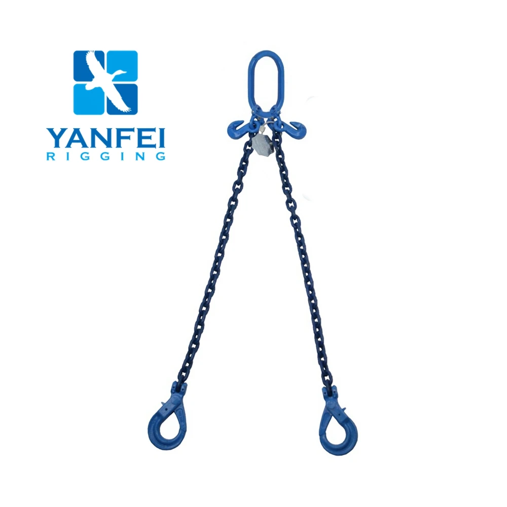 Grade100 g100 two double 2 legs lifting chain sling with clevis grab hooks for chain slings