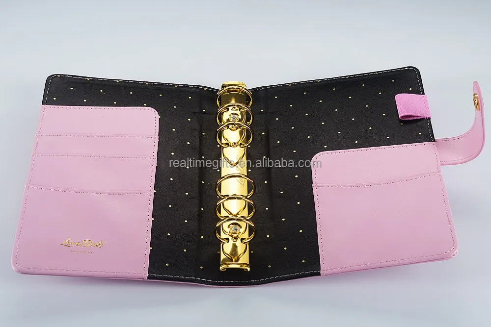 Cute Holiday Gifts Golden Snowflake Diary Planner Organizer A6 PU Leather Agenda Cover