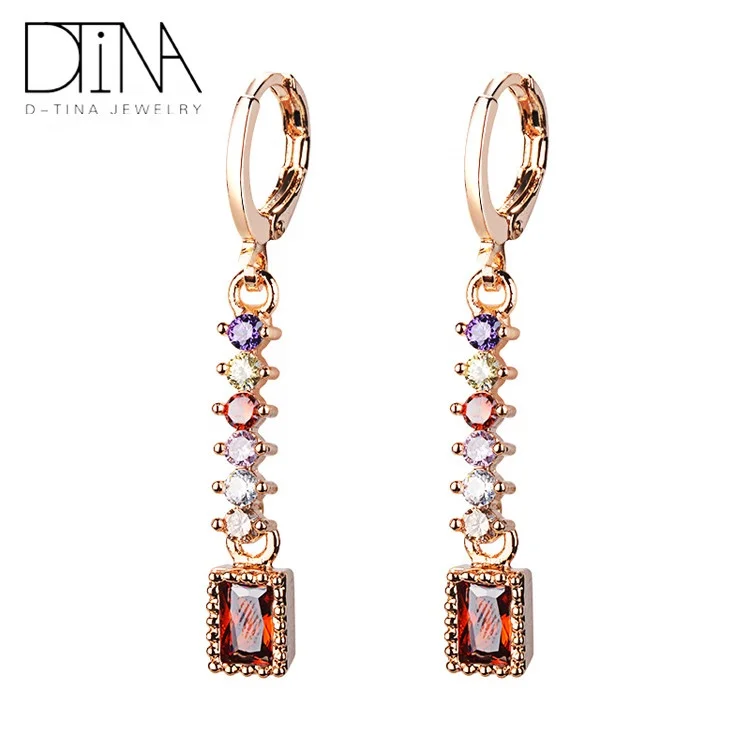 DTINA, позолоченные серьги цвета шампанского с кубическим цирконием и Рубином