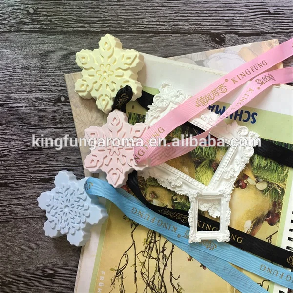 
factory hot seller christmas hanging snow flower ceramic scent stone aroma stone custom car air freshener 