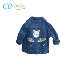 Q2-baby оптовая продажа; Одежда для малышей с животным узором; Джинсовое пальто