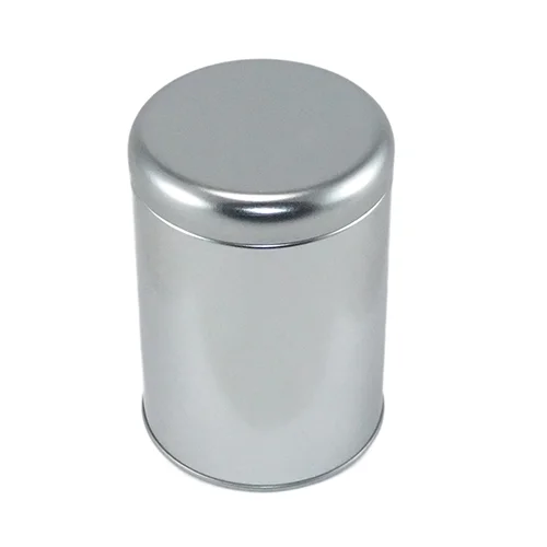 Silver blank 100g round tea tin with plug-in lid Dia76 H105mm