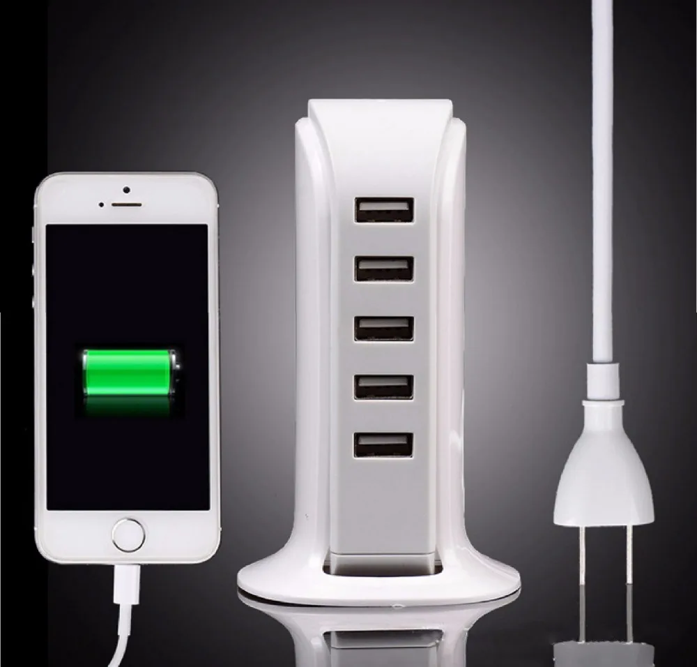 Оптовая продажа, зарядная станция usb на 5 портов мощностью 25 Вт с быстрой зарядкой QC2.0