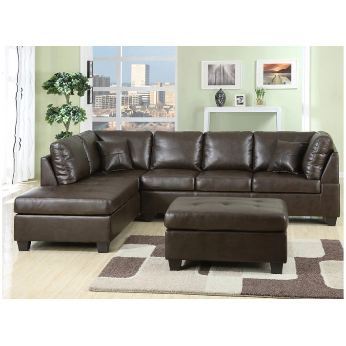 Frank furniture big size sectional sofa with chaise lounge corner leather sofa modern sectional sofa set with storage ottoman