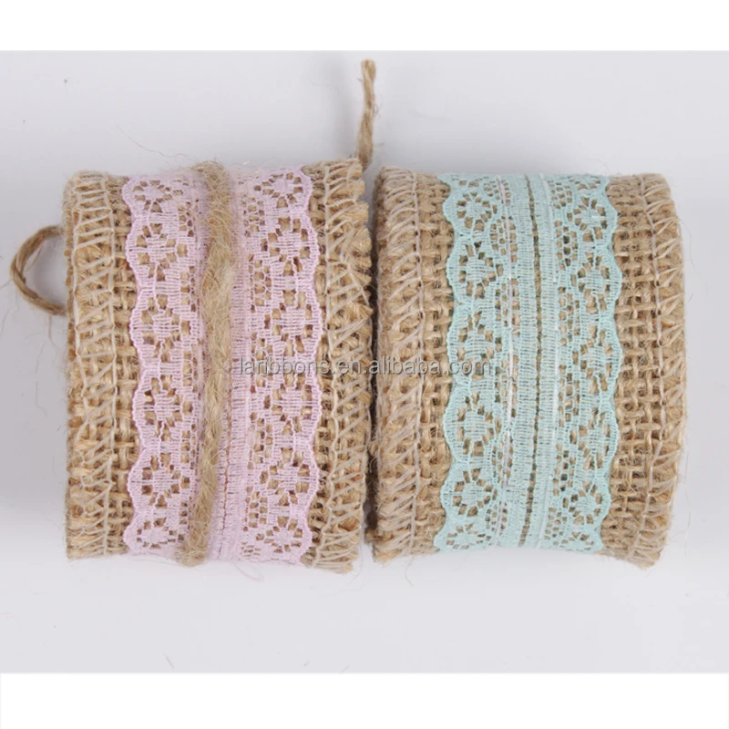 Джутовая лента с кружевной отделкой, винтажное свадебное украшение, холщовая ткань для продажи оптом