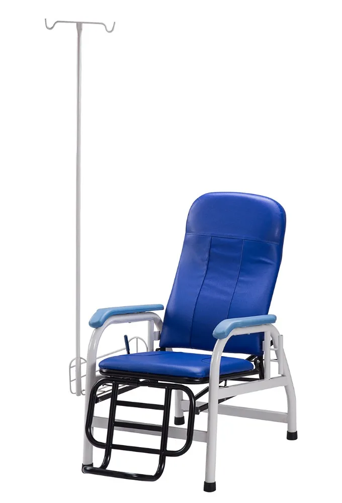 Medical Hospital Single Metal Iv Drip Infusion Chairs with Iv Pole with Basket