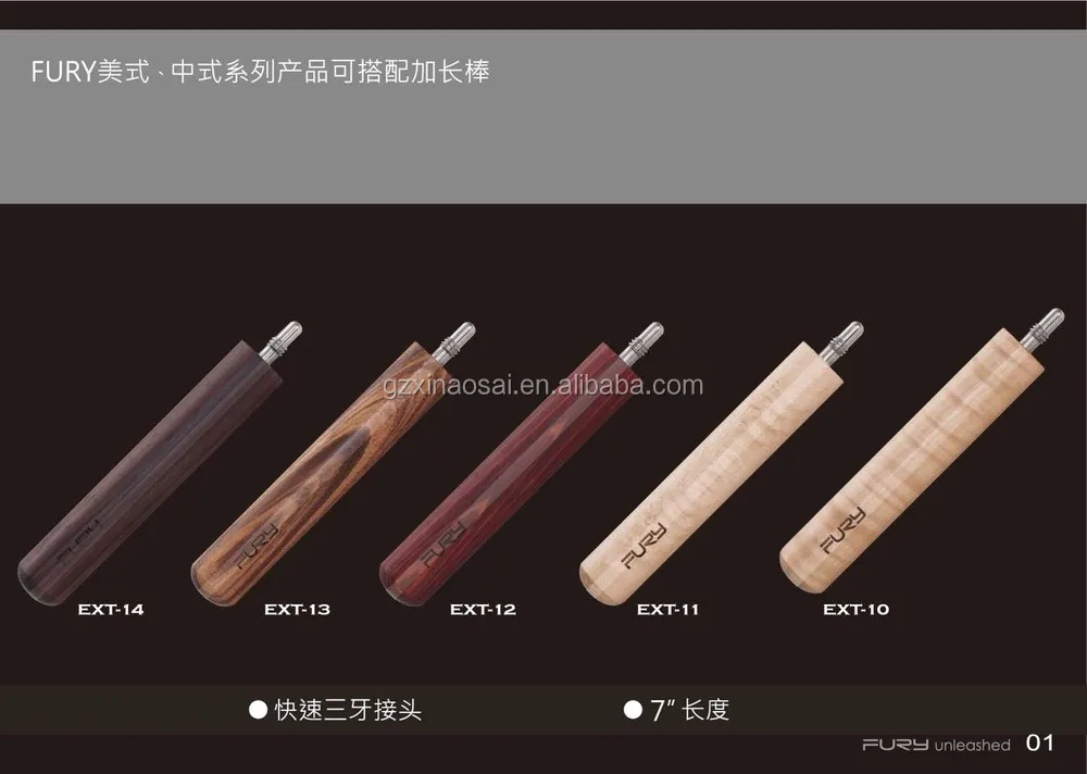 FURY center joint superior quality pool cues ZS series and with pool cue extension,10mm tiger tip for sale