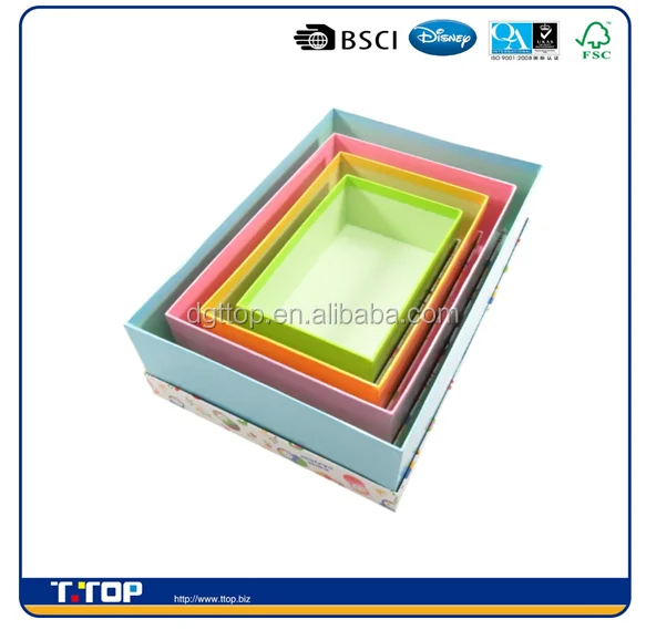 Matryoshka Nesting Storage Organizer Gift Box with Lid Paper 11965 Inches Pastel Blue Pink Yellow Green Packaging Coated Paper
