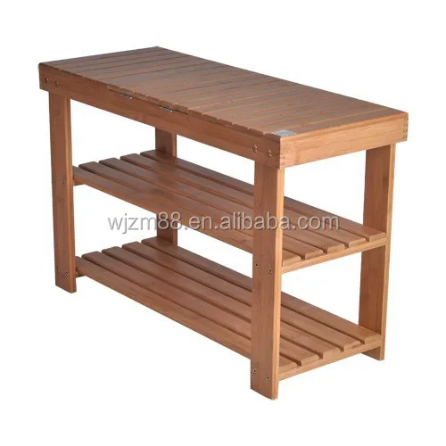 2 layer bamboo shoes rack with box