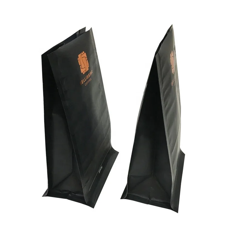 Hot stamping 250g 1kg flat bottom compostable plastic food plastic bag valve waterproof coffee packaging bag