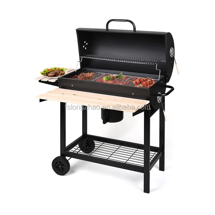 Outdoor Easy Moving Grill Cast Iron Barbecue Grill 288 Square Inch Cooking Area