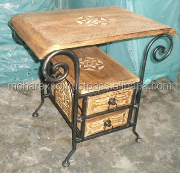 Деревянный кованый железный стол